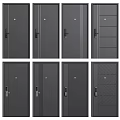 Black Security Doors Featuring Various Modern Designs And Metal Panel Styles 3d model