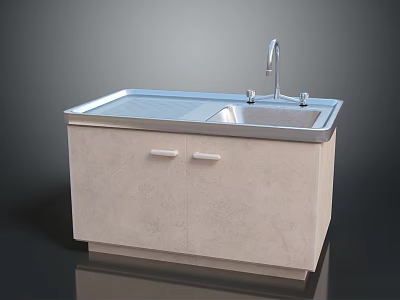 Food Preparation Space With Modern Kitchen Sink Cabinet And Stainless Steel Basin 3d model