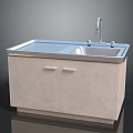 Food Preparation Space With Modern Kitchen Sink Cabinet And Stainless Steel Basin