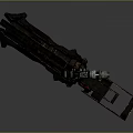 Mechanical Weapon Design With Black Metallic Structure And Red Accent Details