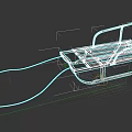 Red Blue White Striped Sleigh With White Frame Seats And Pull Rope