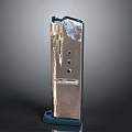 Weapon Magazine With Silver Metal Body And Blue Base Design Details