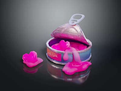 Medical Device Open Metal Can With Pink Oozing Gel And Dressing Pads 3d model