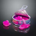 Medical Device Open Metal Can With Pink Oozing Gel And Dressing Pads