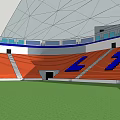 Modern Football Stadium With Transparent Roof Structure Green Pitch And Spectator Seats