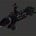 Futuristic Interstellar Spacecraft With Detailed Hull Engines And Command Tower