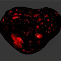 Unique Decorative Gray Natural Stone Featuring Red Glowing Spots And Pockmarked Surface With Reflection 3d model