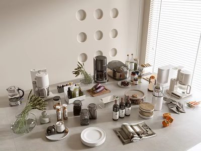 Modern Tableware Set for Open Concept Kitchen With Stylish Design And Functionality 3d model