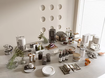 Kitchen Supplies Kitchenware Tableware Kitchen Appliances Art Ornaments Dining Table Ornaments Tea Set 3d model