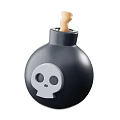 Black Skull Themed Hand Grenade Weapon Featuring Lit Fuse Design