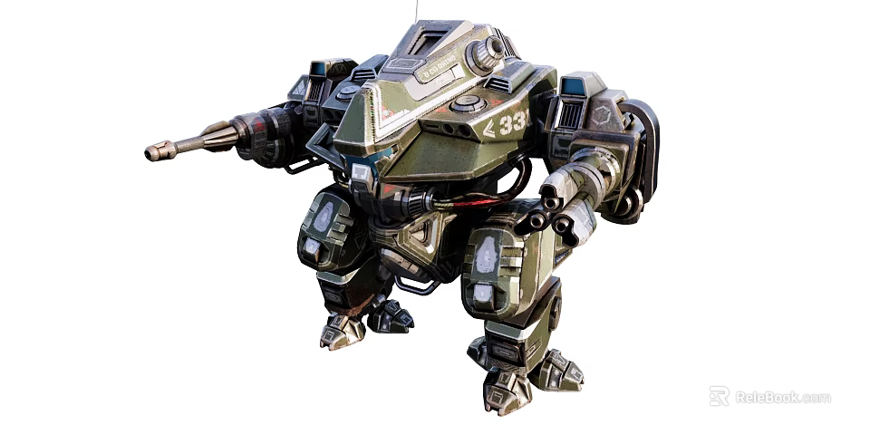 Green Mechanical Mech Electric Toy with Detailed Design Movable Joints and Weapons 3d model 