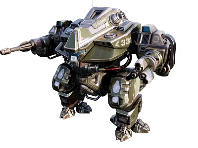 Green Mechanical Mech Electric Toy with Detailed Design Movable Joints and Weapons 3d model