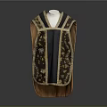 Elegant Embroidered Vest With Dark Blue Fabric And Gold Trim Floral Patterns