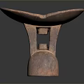 Rustic Wooden Stool With Heart Shaped Seat And Carved Openwork Base