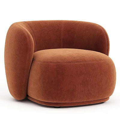 Modern Brown Velvet Single Sofa With Curved Arms And Comfortable Design 3d model