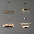 Four Modern Crystal Chandeliers With Circular Design And Hanging Decorative Elements 3d model