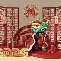 New Year Beauty Chen Lion Dance New Year's Day Beauty Chen 3d model