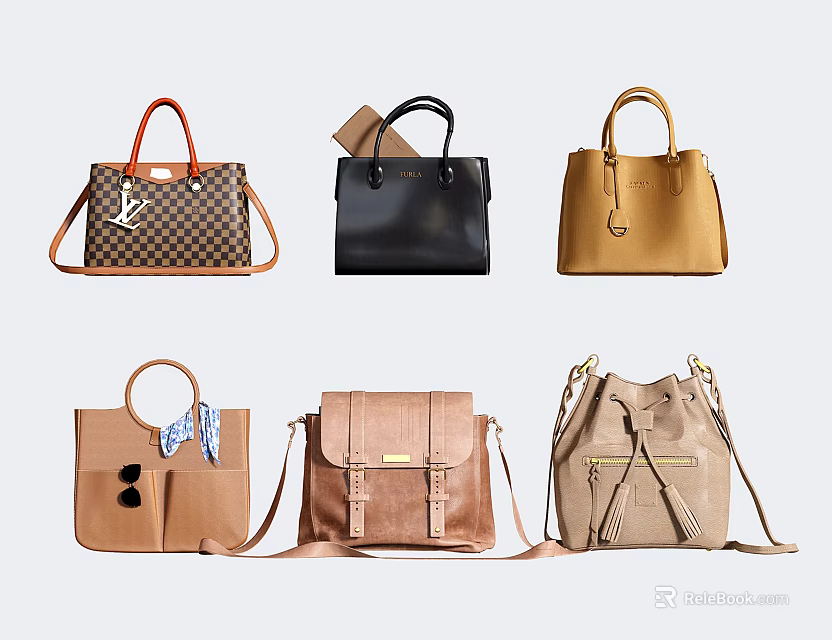 Stylish Fashionable Handbags Showcasing Various Styles Colors And Designs 3d model 