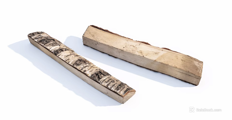 Natural Birch Wood Logs With Bark Texture And Smooth Cut Surfaces 3d model 