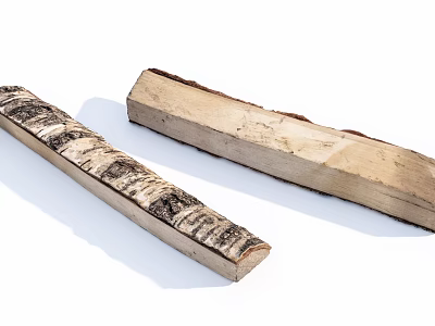 Natural Birch Wood Logs With Bark Texture And Smooth Cut Surfaces 3d model