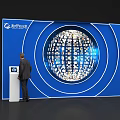 Global Themed Check-in Counter With World Map Design And Person Registering
