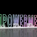 Vibrant 3D Text Empowerment Featuring Percentage Data And Reflection On Black Background
