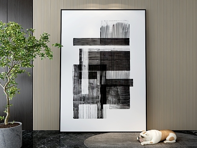 Decorative Painting Abstract Painting Floor Painting Black and White Painting 3d model