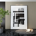 Decorative Painting Abstract Painting Floor Painting Black and White Painting 3d model