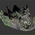 Realistic Natural Tree Stump With Detailed Bark Roots And Mossy Base