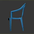 Modern Stylish Blue Plastic Chair With Curved Backrest And Armrests Design