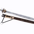 Medieval Weapon Sword With Ornate Hilt Leather Scabbard And Bladed Edge Design