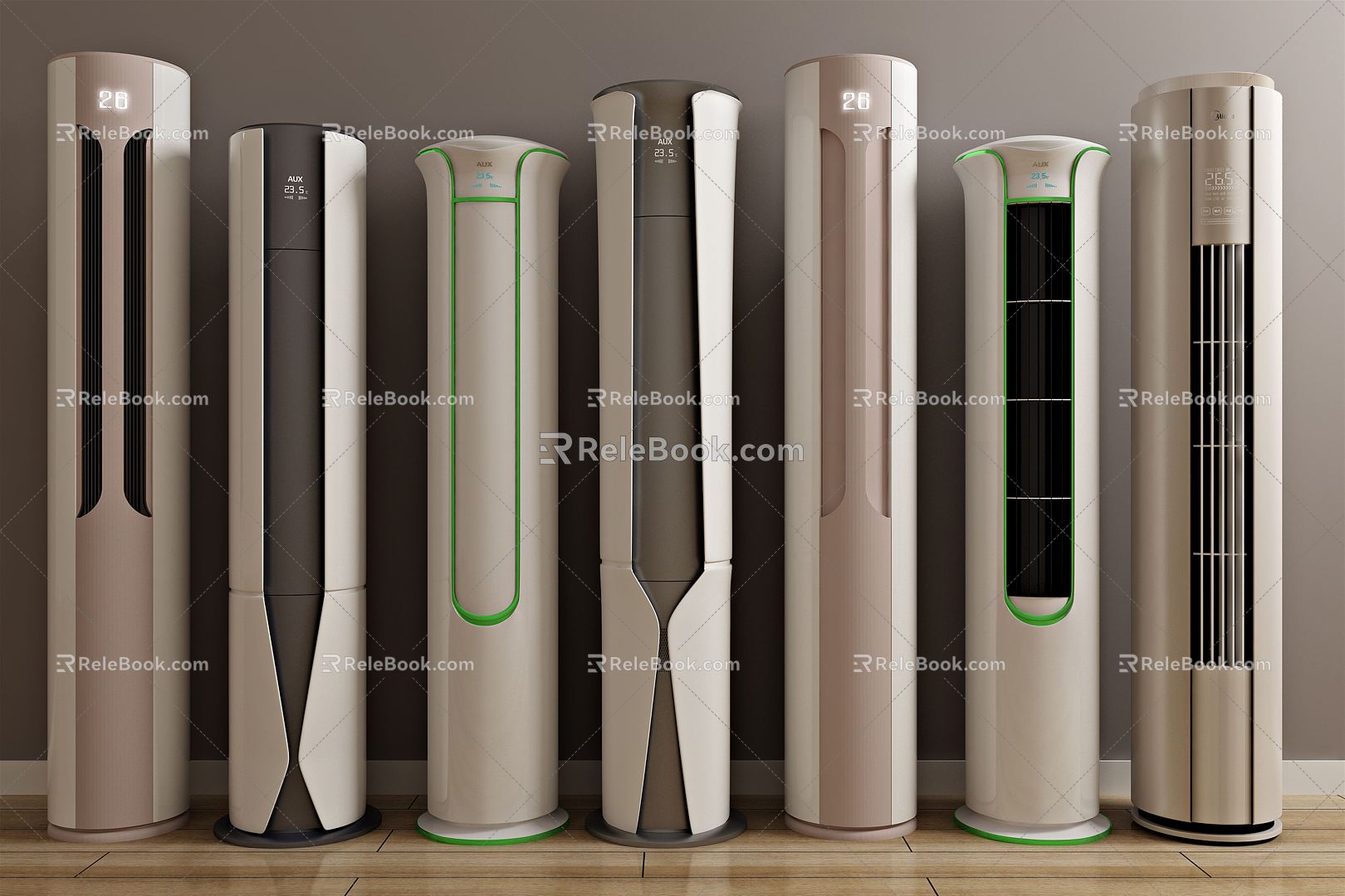 Modern air conditioner cylindrical cabinet machine vertical air conditioner living room air conditioner 3d model