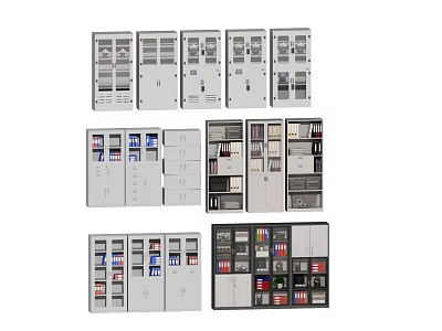 Office Storage Solutions Featuring Various Filing Cabinets Open And Closed With Folders Books Inside 3d model