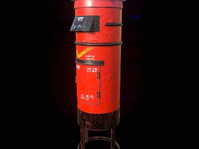 Red Public Mailbox With Metal Structure Mail Slot And Outdoor Facility Design 3d model