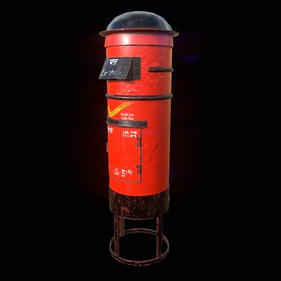 Red Public Mailbox With Metal Structure Mail Slot And Outdoor Facility Design 3d model