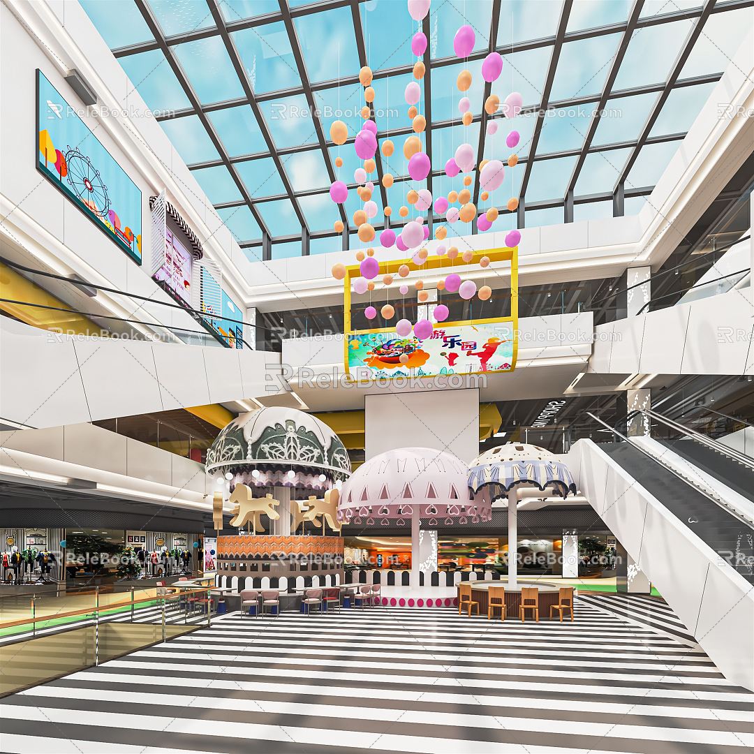 Modern Atrium Shopping Mall Atrium Shopping Mall Lobby Shopping Mall Escalator Sightseeing Elevator Atrium View 3d model