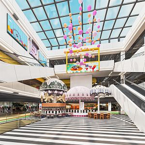 Modern Atrium Shopping Mall Atrium Shopping Mall Lobby Shopping Mall Escalator Sightseeing Elevator Atrium View 3d model