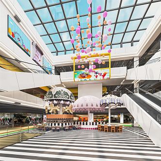 Modern Atrium Shopping Mall Atrium Shopping Mall Lobby Shopping Mall Escalator Sightseeing Elevator Atrium View 3d model