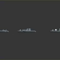 Detailed Blue Miniature Boat Models Neatly Arranged On Black Background Surface