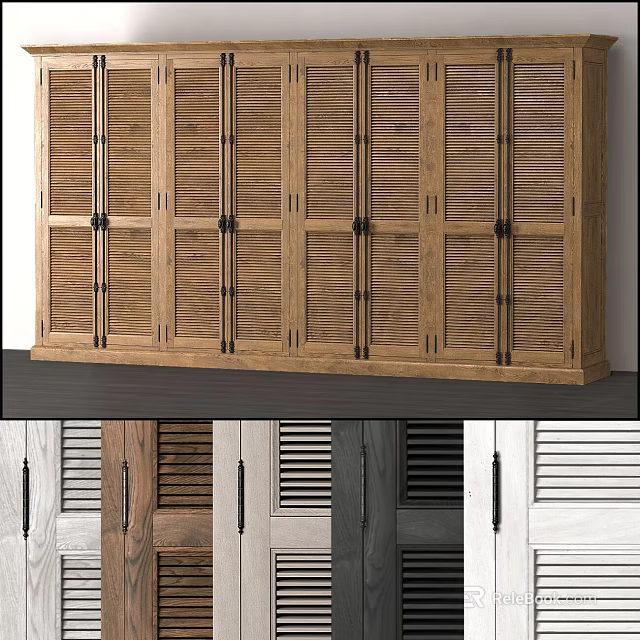 Modern Wooden Wardrobe Design With Shutter Doors And Multi Color Options 3d model