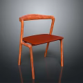 Modern Minimalist Single Chair with Wooden Frame and Brown Seat Surface