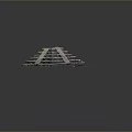 Ancient Stepped Pyramid Ruins Landscape With Broken Top And Scattered Stones