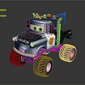 Cartoon Police Monster Truck With Flashing Lights Large Wheels And Logo