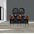 Modern Wine Cabinet Interior Design With Bar Stools And Decorative Items 3d model