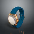 Stylish Blue Leather Strap Watch With Gold Accents And White Dial