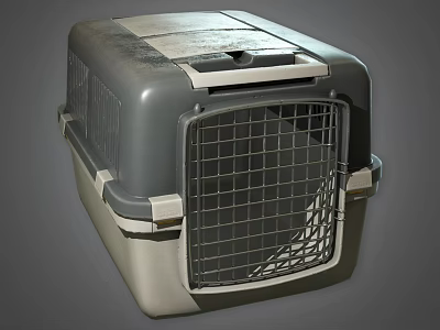 Practical Garden Decorative Storage Box In Gray Beige With Mesh Door And Top Lid 3d model