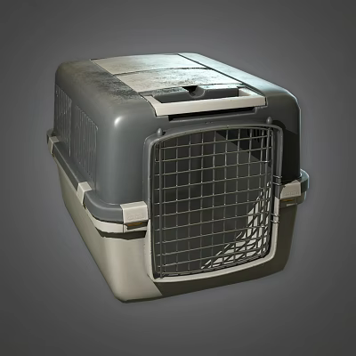Practical Garden Decorative Storage Box In Gray Beige With Mesh Door And Top Lid 3d model
