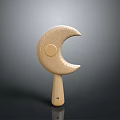 Traditional Decorative Wooden Crescent Shaped Weapon With Carved Texture And Handle Design