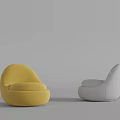 Modern Single Sofa Design With Yellow And Gray Round Shape Upholstered Seating 3d model