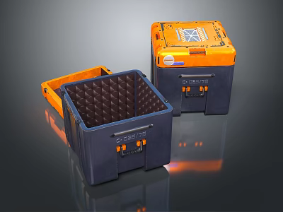 Orange And Dark Blue Toolboxes Open With Foam Lining And Closed Design 3d model